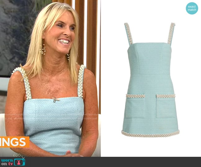 Alexis Ever Pearl-Embellished Tweed Minidress worn by Elin Hilderbrand on CBS Mornings