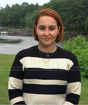 Ali Vitali’s black and white stripe sweater on NBC News Daily