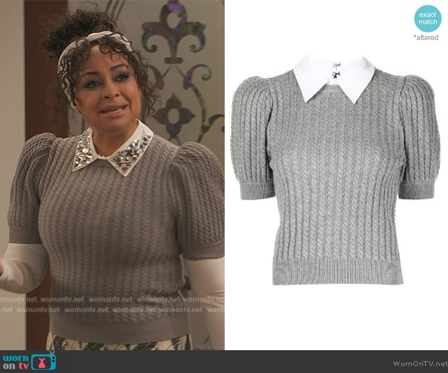 Alice + Olivia Chase detachable-collar cable-knit top worn by Raven Baxter (Raven-Symoné) on Ravens Home