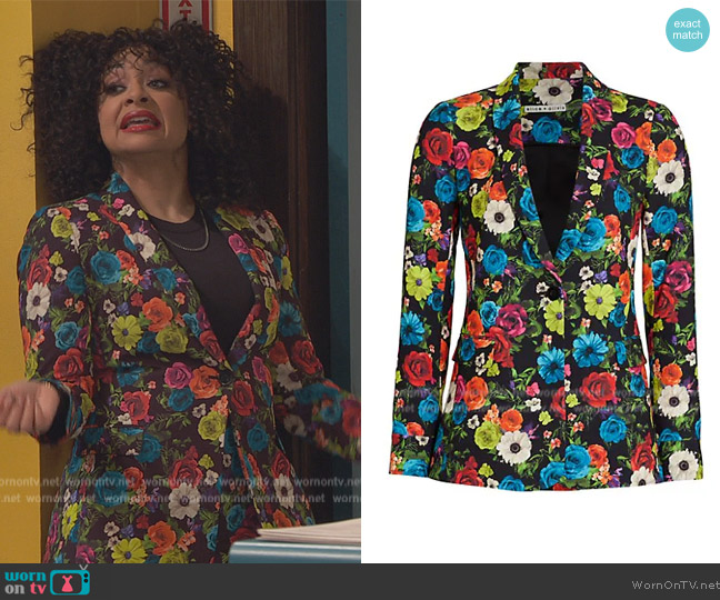 Alice + Olivia Macey Floral Blazer worn by Raven Baxter (Raven-Symoné) on Ravens Home