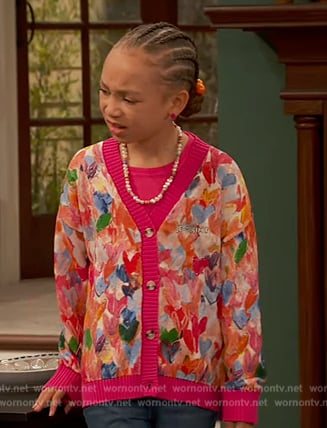Alice’s pink floral print cardigan on Ravens Home