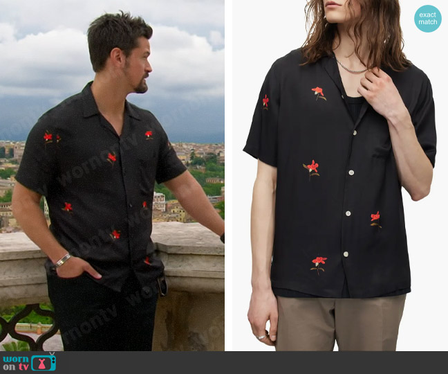 All Saints Eivissa Shirt in Jet Black worn by Thomas Forrester (Matthew Atkinson) on The Bold and the Beautiful