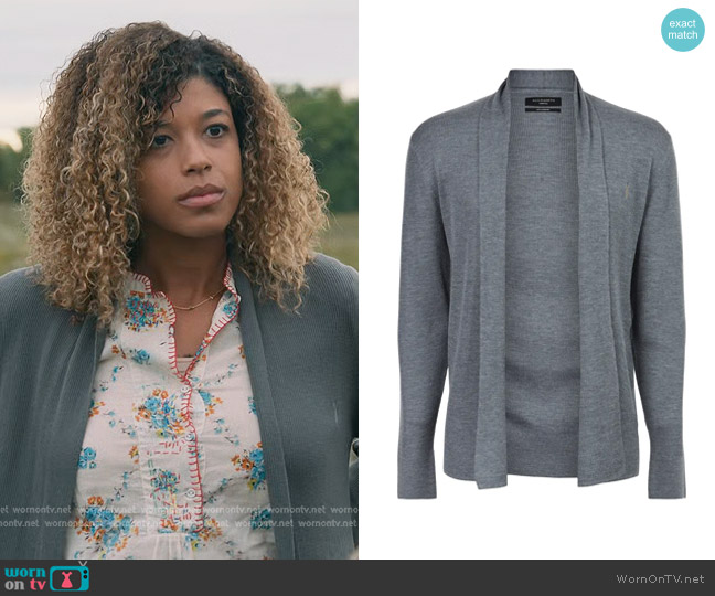 All Saints Merino Wool Open Front Cardigan