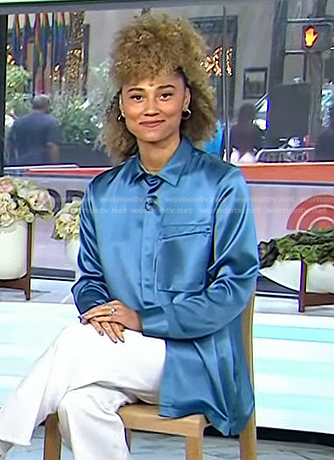 Ally Love’s blue satin shirt on Today