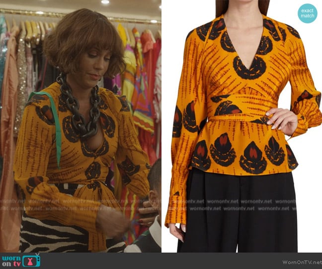 Altuzarra Dagur Teardrop Shibori Silk Blouse worn by Lisa Todd Wexley (Nicole Ari Parker) on And Just Like That