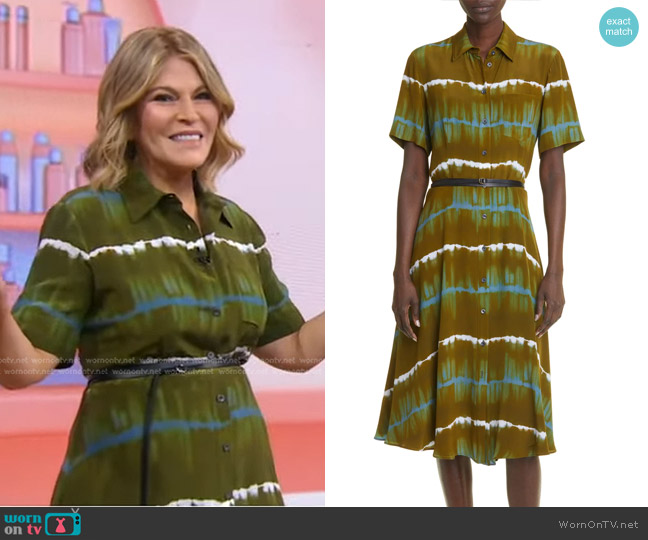 Altuzarra Kiera Tie-Dye Silk Shirtdress worn by Tory Johnson on Good Morning America