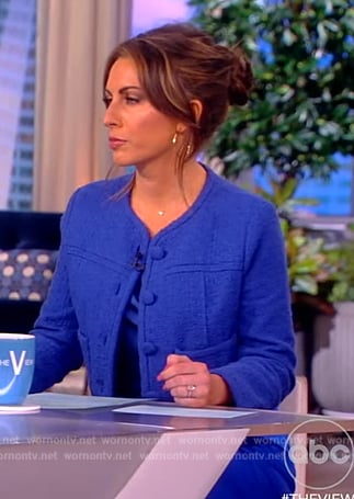 Alyssa’s blue tweed cropped jacket on The View