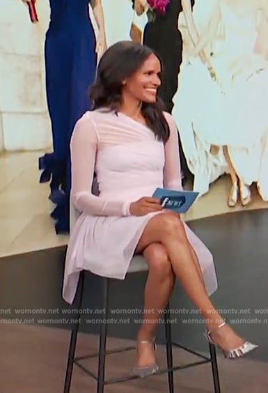 Amanda Garrigus’s pink tulle asymmetric dress on E! News