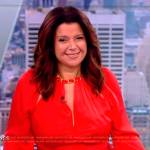 Ana’s red chain neck blouse on The View