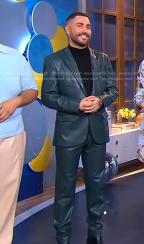 Andrew Fitzsimons’s green leather suit on Good Morning America