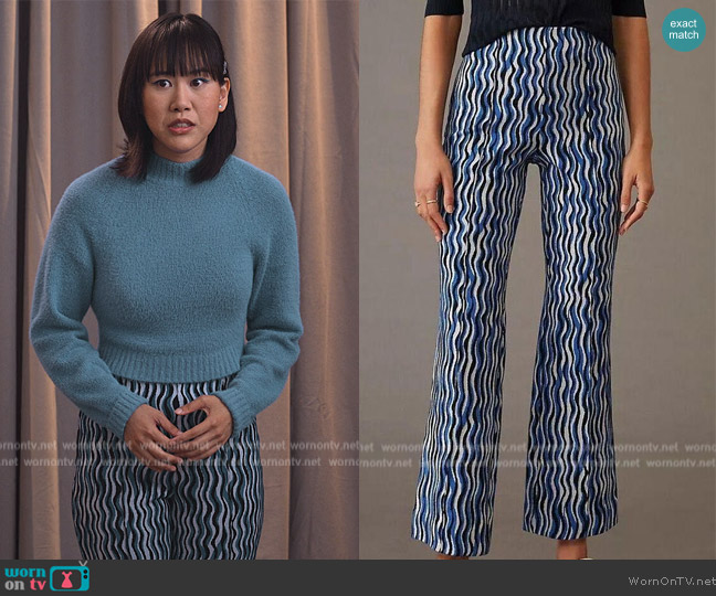 Maeve The Margot Cropped Kick Flare Pants worn by Eleanor Wong (Ramona Young) on Never Have I Ever