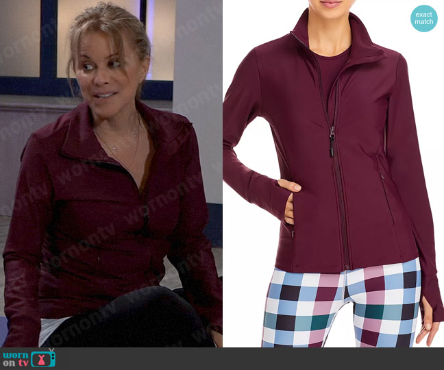 Aqua Athletic Yoga Zip Jacket worn by Alexis Davis (Nancy Lee Grahn) on General Hospital