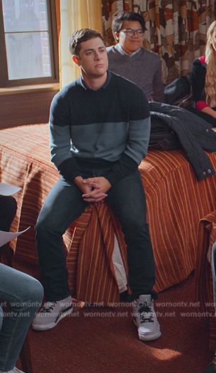 Ben’s blue striped sweater on Never Have I Ever