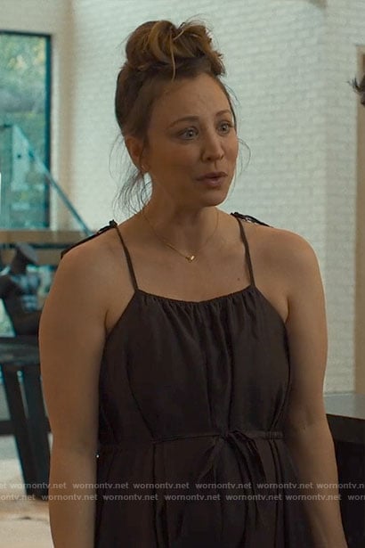 Ava’s wide leg jumpsuit with tie straps on Based on a True Story