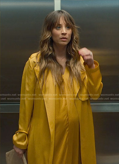 Ava’s yellow trench coat on Based on a True Story