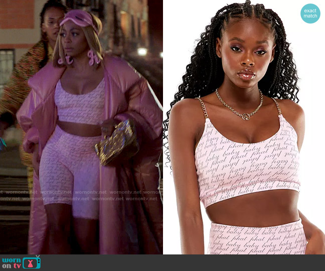 Baby Phat Chain-Strap Logo Bralette worn by Renee Ross (Bresha Webb) on Run the World