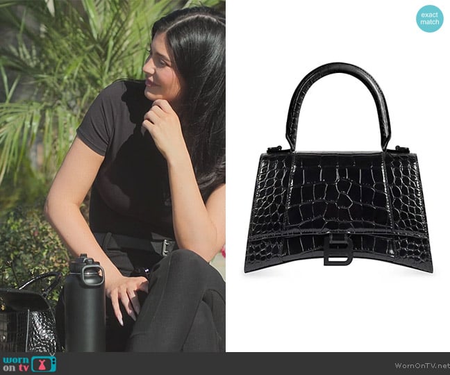 Balenciaga Hourglass Small Handbag Crocodile Embossed worn by Kylie Jenner (Kylie Jenner) on The Kardashians