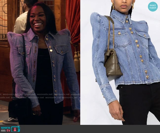 Balmain Structured Shoulder Jacket worn by Harper (Laci Mosley) on iCarly