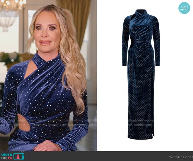 BCBGMaxazria Angelica Velvet Cutout Dress worn by Taylor Armstrong on The Real Housewives of Orange County
