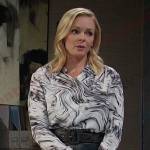 Belle’s white print shirt on Days of our Lives