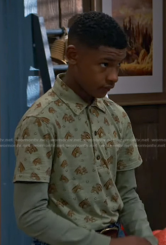Bill’s green horse print polo shirt on Bunkd