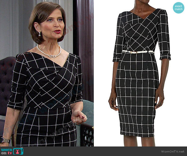 Black Halo Jackie O 3/4 Sleeve Sheath Dress worn by Megan Hathaway (Miranda Wilson) on Days of our Lives