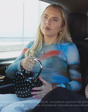 Kylie’s friend’s printed mesh top on The Kardashians