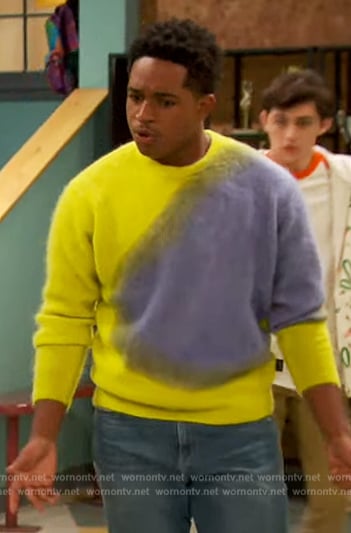 Booker’s yellow and blue mohair sweater on Ravens Home