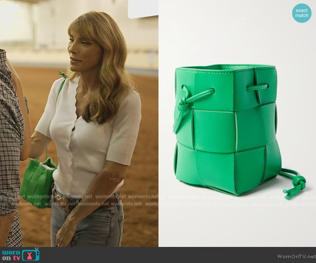 Bottega Veneta Cassette mini intrecciato leather bucket bag worn by Jennifer Flavin Stallone on The Family Stallone