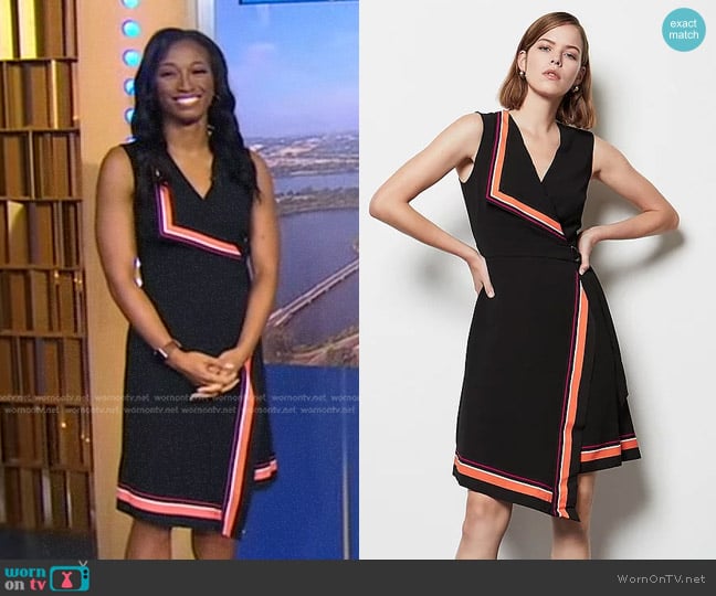 Karen Millen Stripe Border Print Dress worn by Brittany Bell on Good Morning America