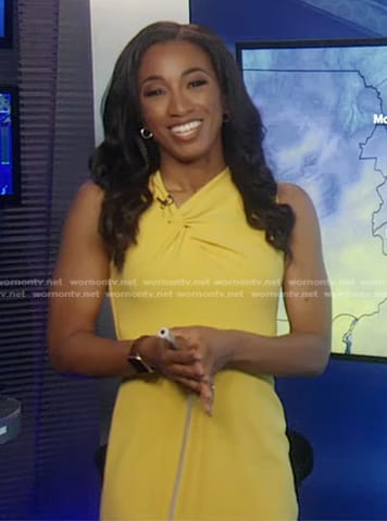 Brittany’s yellow knotted neckline dress on Good Morning America
