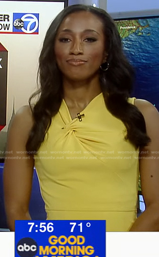Brittany’s yellow knotted neckline dress on Good Morning America