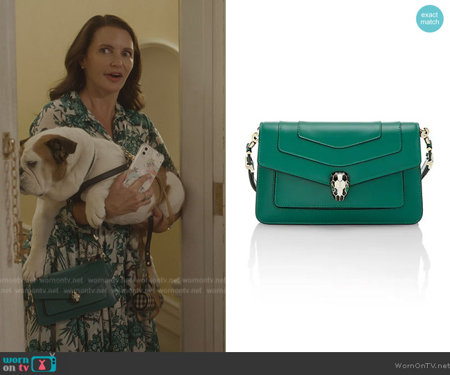 Bvlgari Serpenti Forever Leather Shoulder Bag worn by Charlotte York (Kristin Davis) on And Just Like That