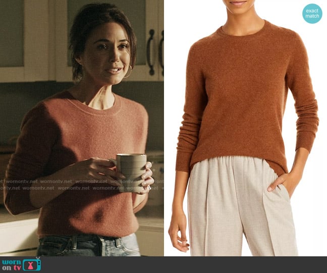 C by Bloomingdales Crewneck Cashmere Sweater in Nutmeg worn by Lana Lang Cushing (Emmanuelle Chriqui) on Superman and Lois