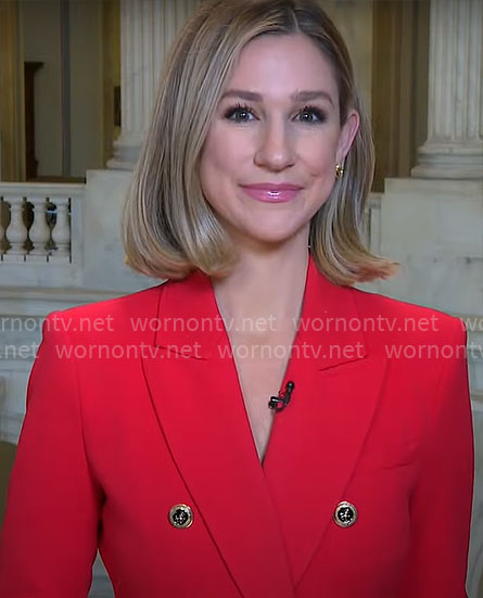 Caitlin Huey Burns’s red blazer on CBS Mornings