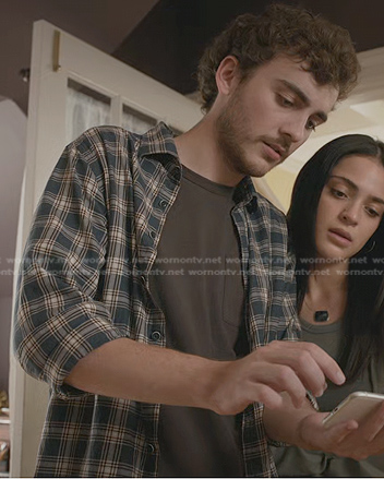 Cal’s blue plaid button down shirt on Manifest