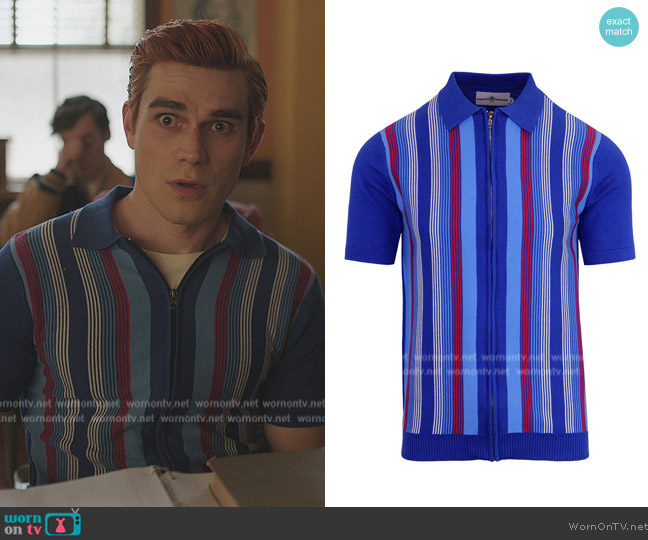 Madcap England Capitol 60s Mod Stripe Polo worn by Archie Andrews (K.J. Apa) on Riverdale