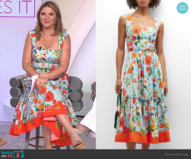 Cara Cara Claire Floral Tie-Back Midi Dress worn by Jenna Bush Hager on Today