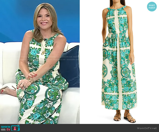 Cara Cara Colomba Floral Cotton Poplin Maxi Sundress worn by Jenna Bush Hager on Today