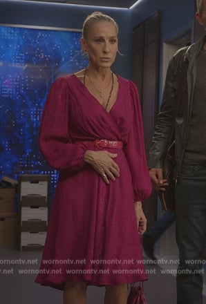 Carrie’s pink dress and necklace on And Just Like That
