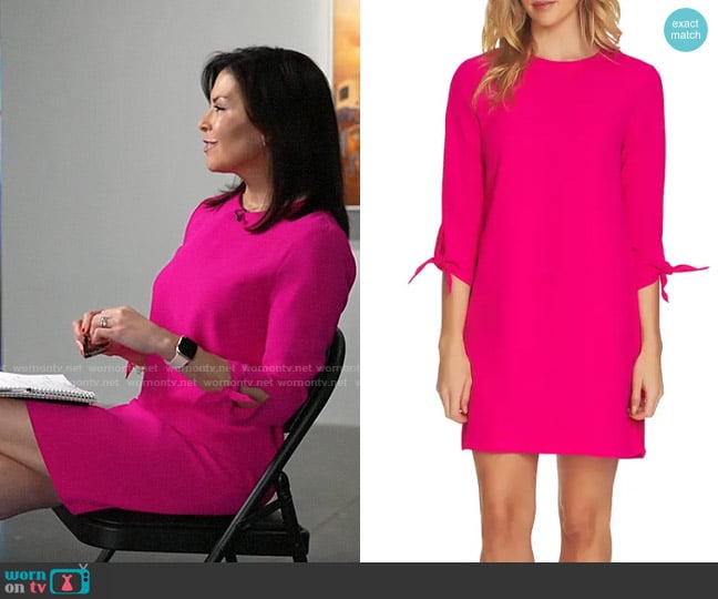 CeCe Tie Sleeve Shift Dress worn by Meg Oliver on CBS Mornings