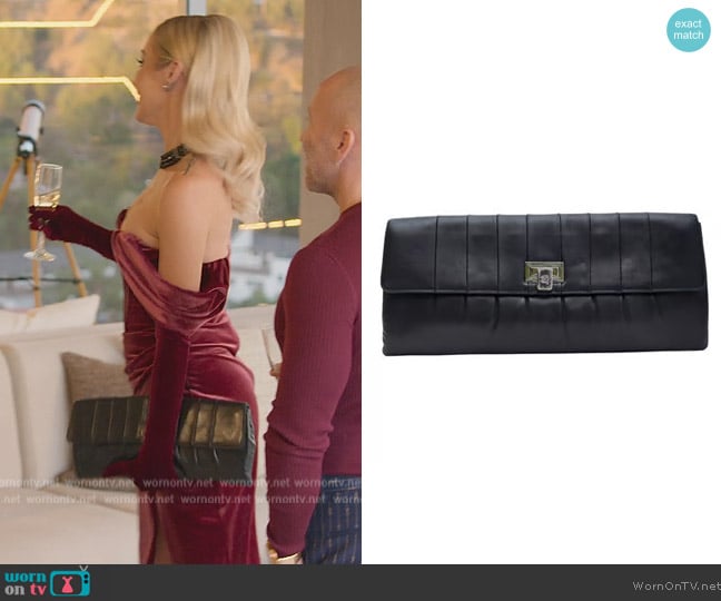 Chanel Leather Clutch Bag worn by Maya Vander on Selling Sunset
