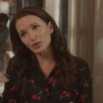 Charlotte’s black cherry print blouse on And Just Like That