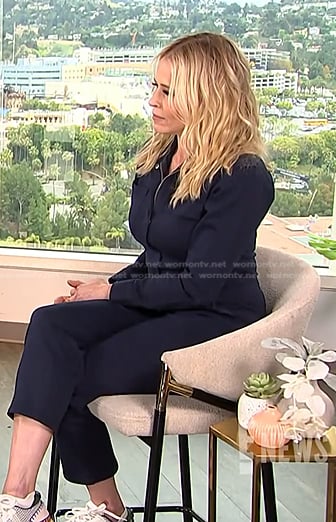 Chelsea Handler’s navy utility jumpsuit on E! News