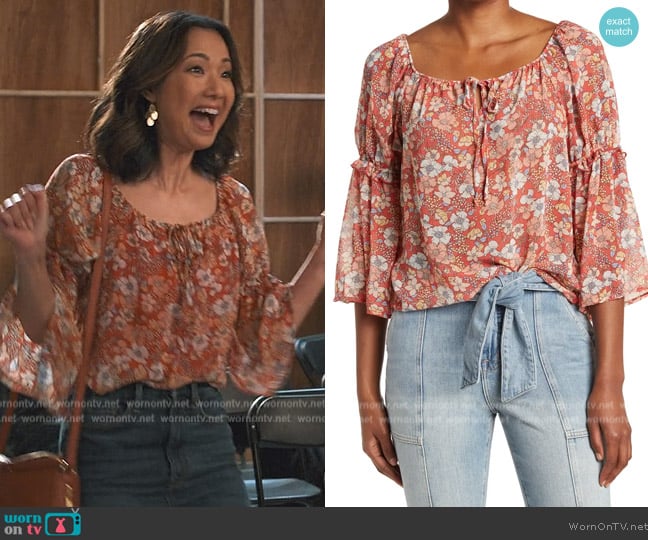 Floral Peasant Topby Chenault worn by (Jae Suh Park) on Never Have I Ever
