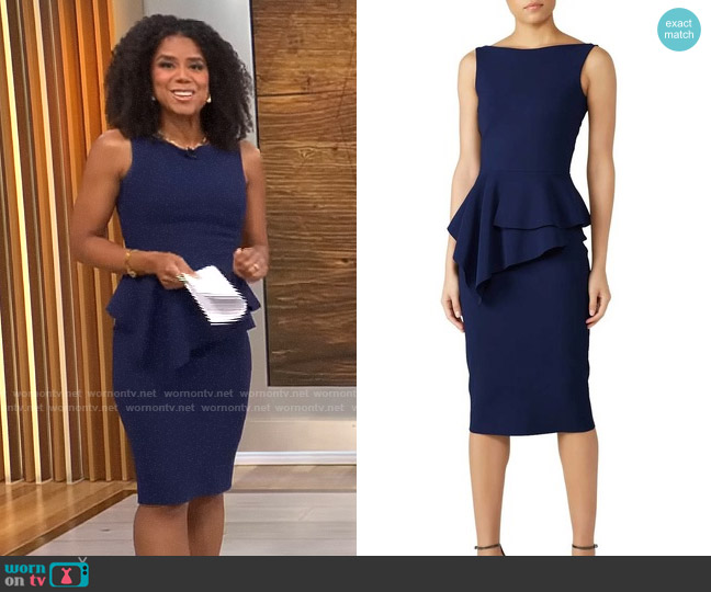 Chiara Boni La Petite Robe Peplum Dress worn by Adriana Diaz on CBS Mornings