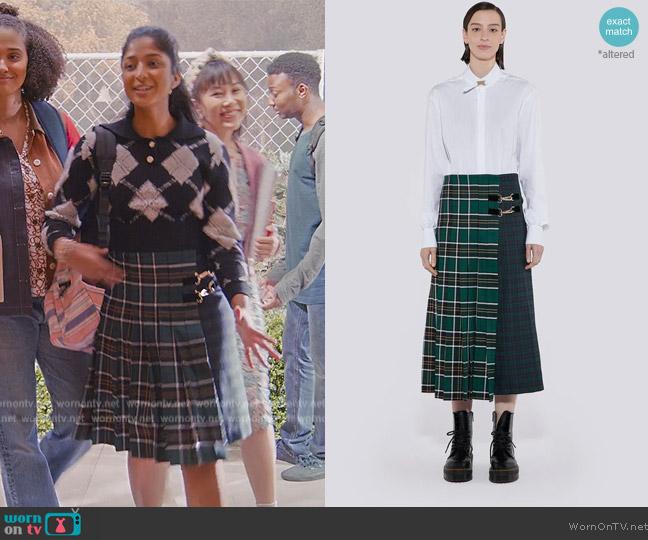 Come On Jack Skirt in Green worn by Devi Vishwakumar (Maitreyi Ramakrishnan) on Never Have I Ever