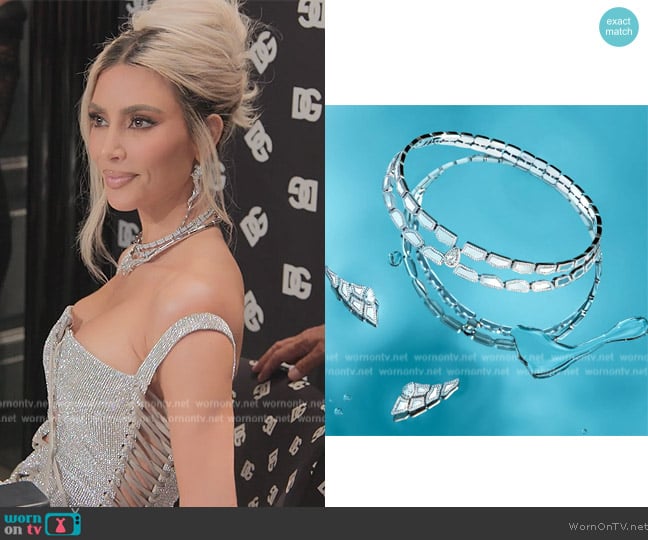 Orlov Croco Dream Diamond Skin Choker worn by Kim Kardashian (Kim Kardashian) on The Kardashians
