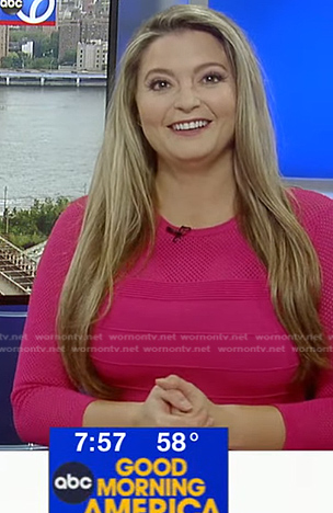 Dani Beckstrom’s pink pointelle panel dress on Good Morning America