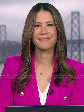 Deirdre’s pink double breasted blazer on NBC News Daily